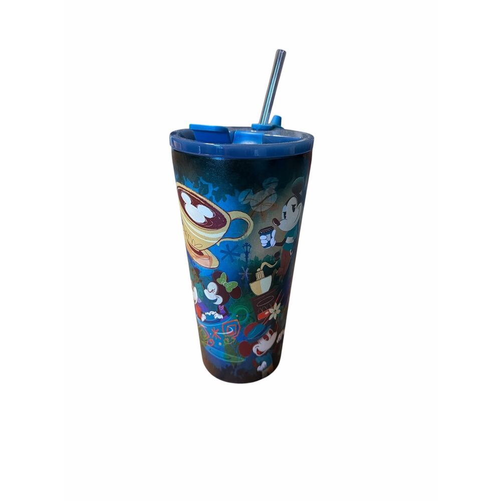 NEW Disney ''Mickey's Really Swell Coffee'' Tumbler/Straw 20oz Mickey & Minnie